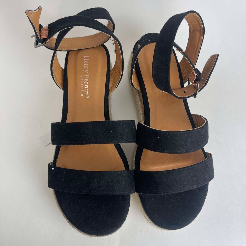 Henry Ferrera Collection Elda Womens Wedge Sandal Black Size 7 - Picture 5 of 14